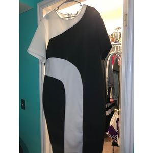 Mono Color Block Midi Dress